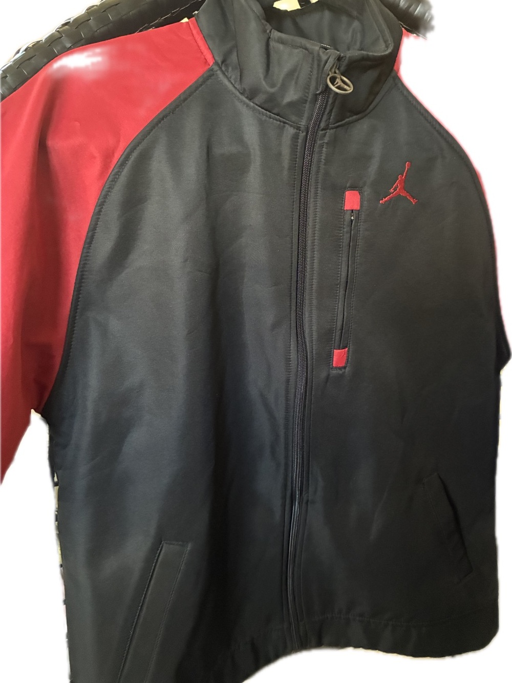 Jordan Black and Red Raglan Lightweight Jacket with Jumpman